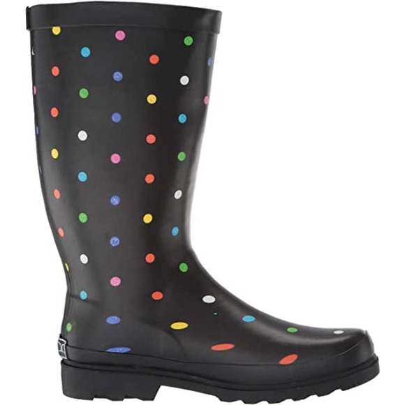Sugar Women's Raffle Printed Rain Boot, Black Fiesta dot, 8 M US - Picture 1 of 5